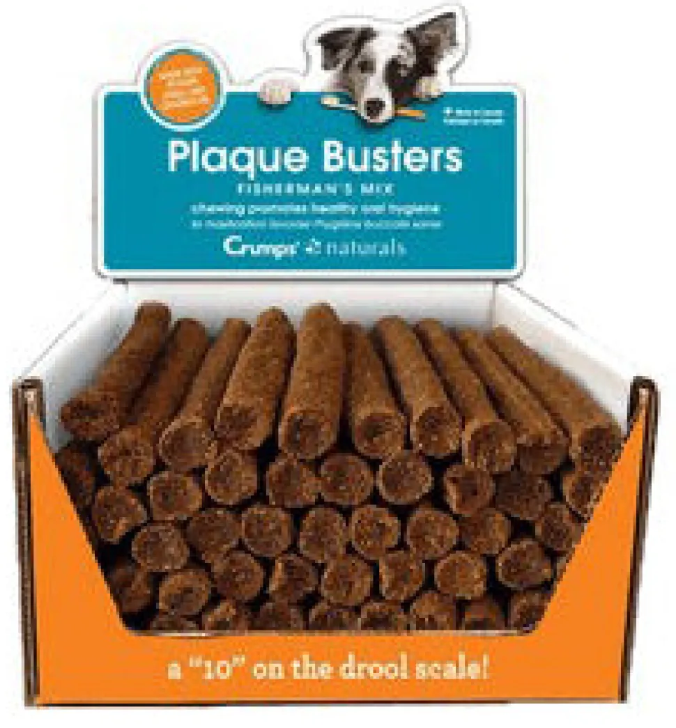 Crumps' Naturals 7" Fisherman's Mix Plaque Buster Dog Dental Hard Chews - 50 ct BULK