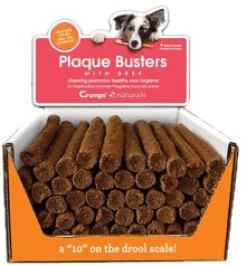Crumps' Naturals 7" Plaque Buster with Beef Dog Dental Hard Chews - 50 ct BULK