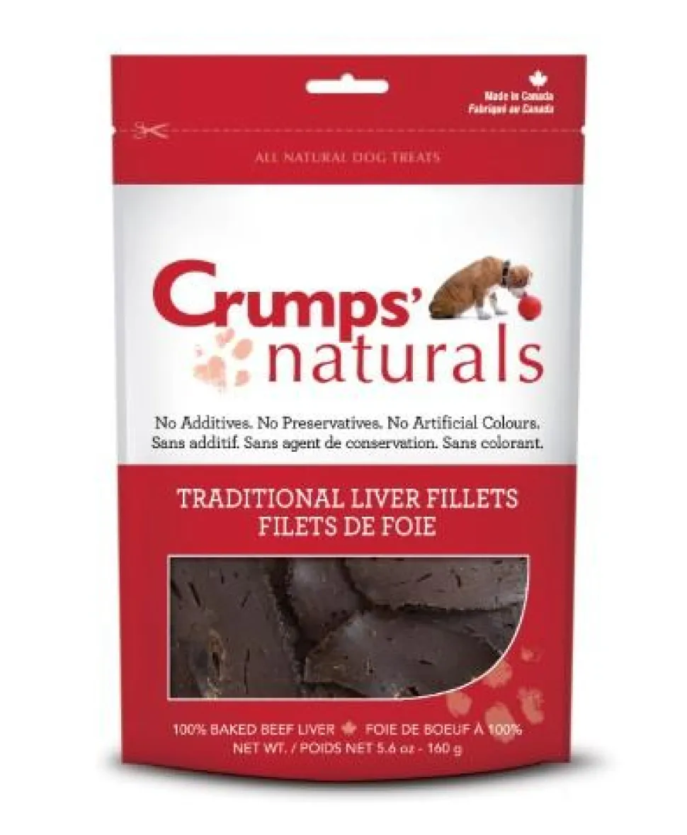 Crumps' Naturals Traditional (Plain) Liver Fillets Chewy Dog Treats - 5.6 oz Bag