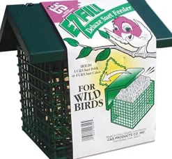 C&S E-Z Fill Deluxe Suet Wild Bird Feeder with Roof - Green - 6 X 6.25 X 6.25 In