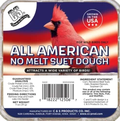 C&S Products C&S All American No Melt Suet Dough Wild Bird Food - Corn and Peanut - 11 Oz