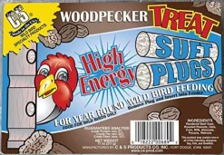 C&S Woodpecker Treat Suet Plugs Wild Bird Food - High Energy - 12 Oz