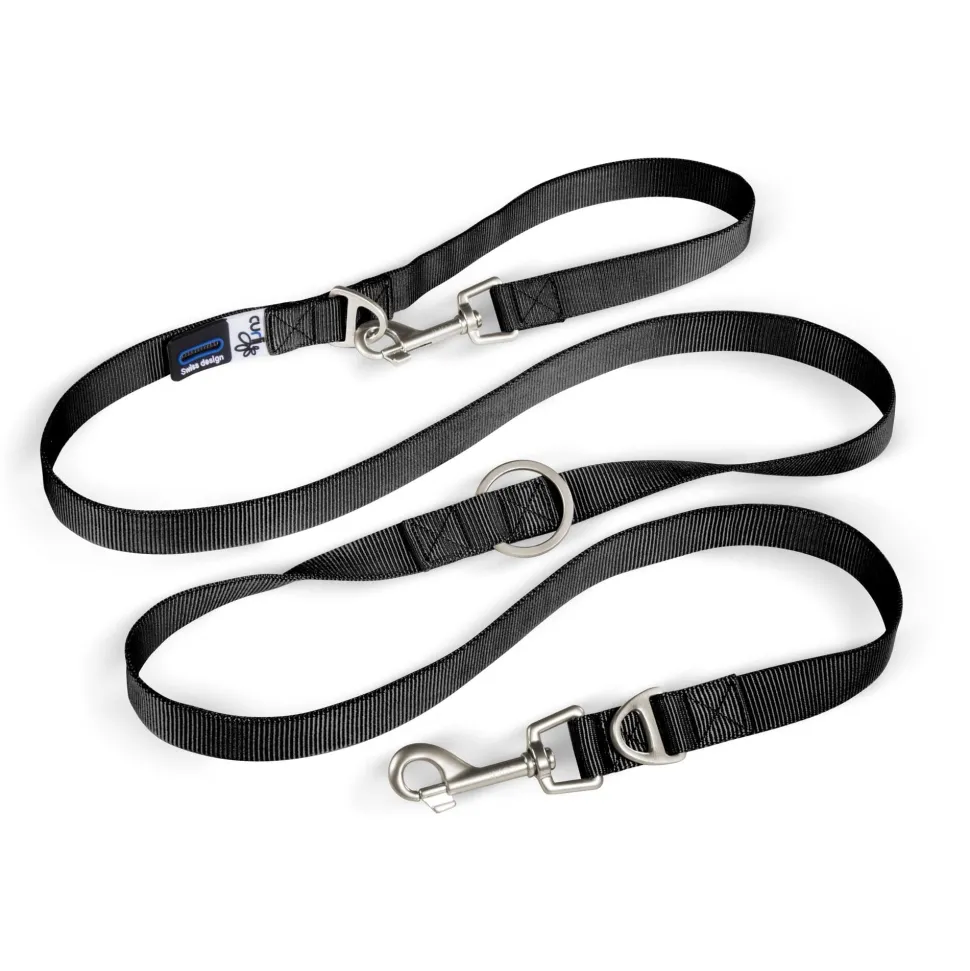 Curli Adjustable Nylon Dog Leash - Black - Large