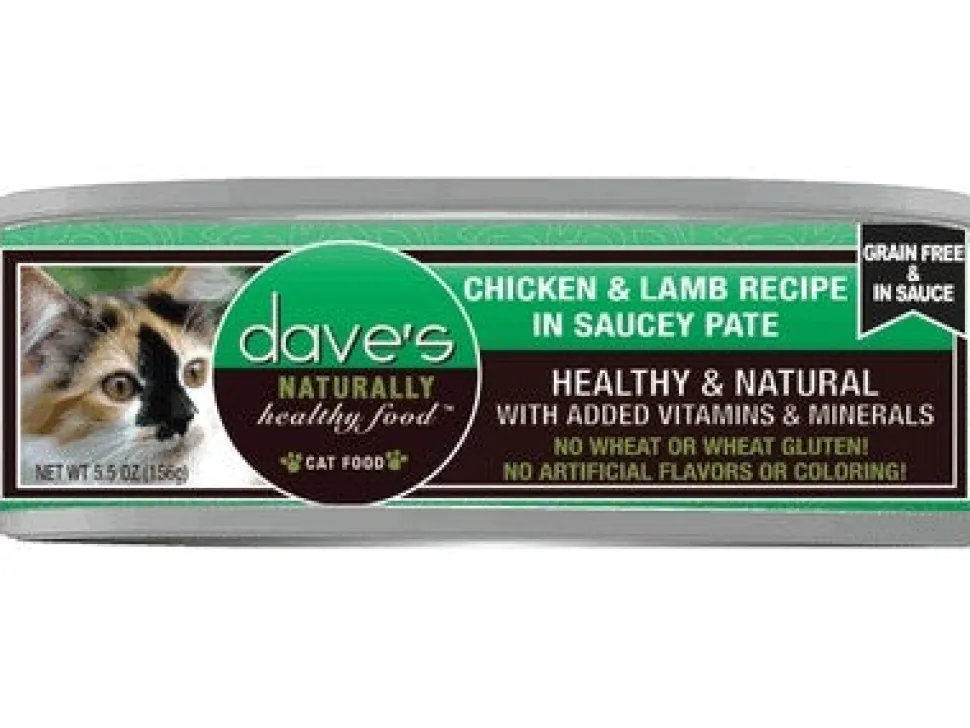 Dave's Pet Food Chicken & Lamb Recipe in Saucey Pate Canned Cat Food - 5.5 oz Cans - Case of 24