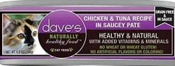 Dave's Pet Food Chicken & Tuna Recipe in Saucey Pate Canned Cat Food - 5.5 oz Cans - Case of 24