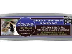 Dave's Pet Food Chicken & Turkey Recipe in Saucey Pate Canned Cat Food - 5.5 oz Cans - Case of 24