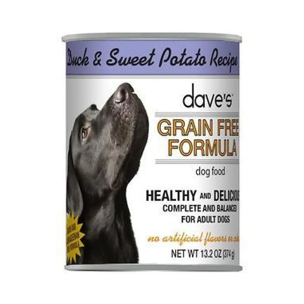 Dave's Pet Food Grain Free Duck & Sweet Potato Recipe Canned Dog Food - 13.2 oz Cans - Case of 12