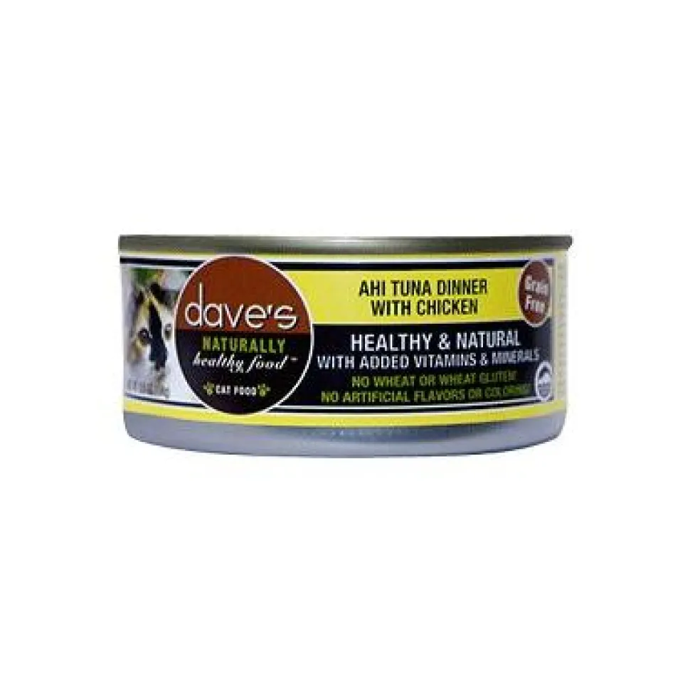 Dave's Pet Food Naturally Healthy Ahi Tuna & Chicken Canned Cat Food - 5.5 oz Cans - Case of 24