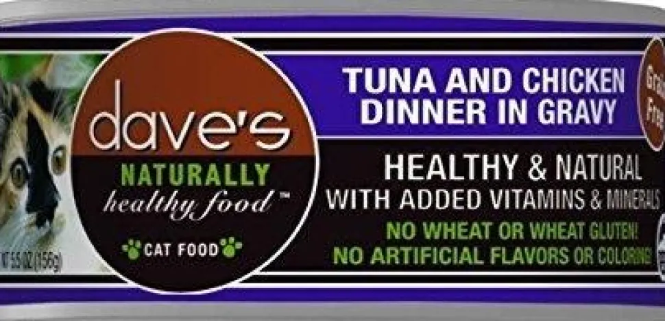 Dave's Pet Food Naturally Healthy Tuna & Chicken Dinner in Gravy Canned Cat Food - 5.5 oz Cans - Case of 24