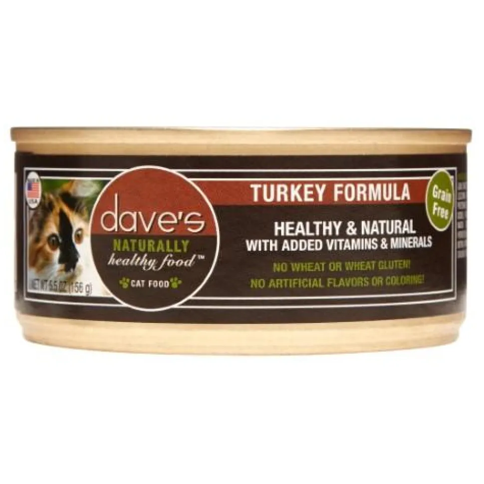 Dave's Pet Food Naturally Healthy Turkey Formula Canned Cat Food - 5.5 oz Cans - Case of 24