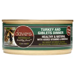 Dave's Pet Food Naturally Healthy Turkey & Giblets Dinner Canned Cat Food - 5.5 oz Cans - Case of 24