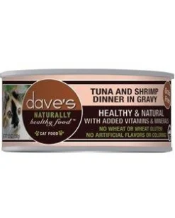 Dave's Pet Food Naturally Healthy Tuna & Shrimp Dinner in Gravy Canned Cat Food - 5.5 oz Cans - Case of 24