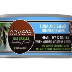 Dave's Pet Food Naturally Healthy Tuna & Salmon Dinner in Aspic Canned Cat Food - 3 oz Cans - Case of 24