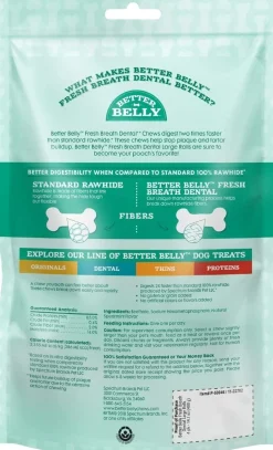 Dingo Better Belly Fresh Breath Dental Rolls Natural Dog Chews - Spearmint - Large - 4 Pack