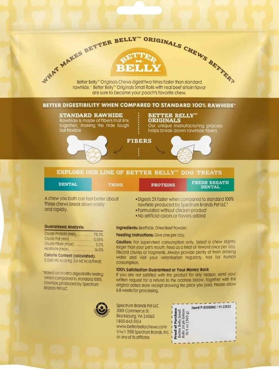 Dingo Better Belly Originals Rolls Natural Dog Chews - Beef Sirloin - Small - 20 Pack