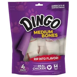 Dingo Bones Value Pack Natural Dog Chews - Medium - 4 Pack