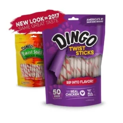 Dingo Twist Sticks Natural Dog Chews - Chicken - 50 Pack