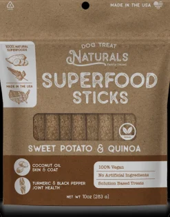 Dog Treat Naturals Superfood Sticks Sweet Potato and Quinoa with Turmeric Soft and Chewy Training Dog Treats - 10 Oz