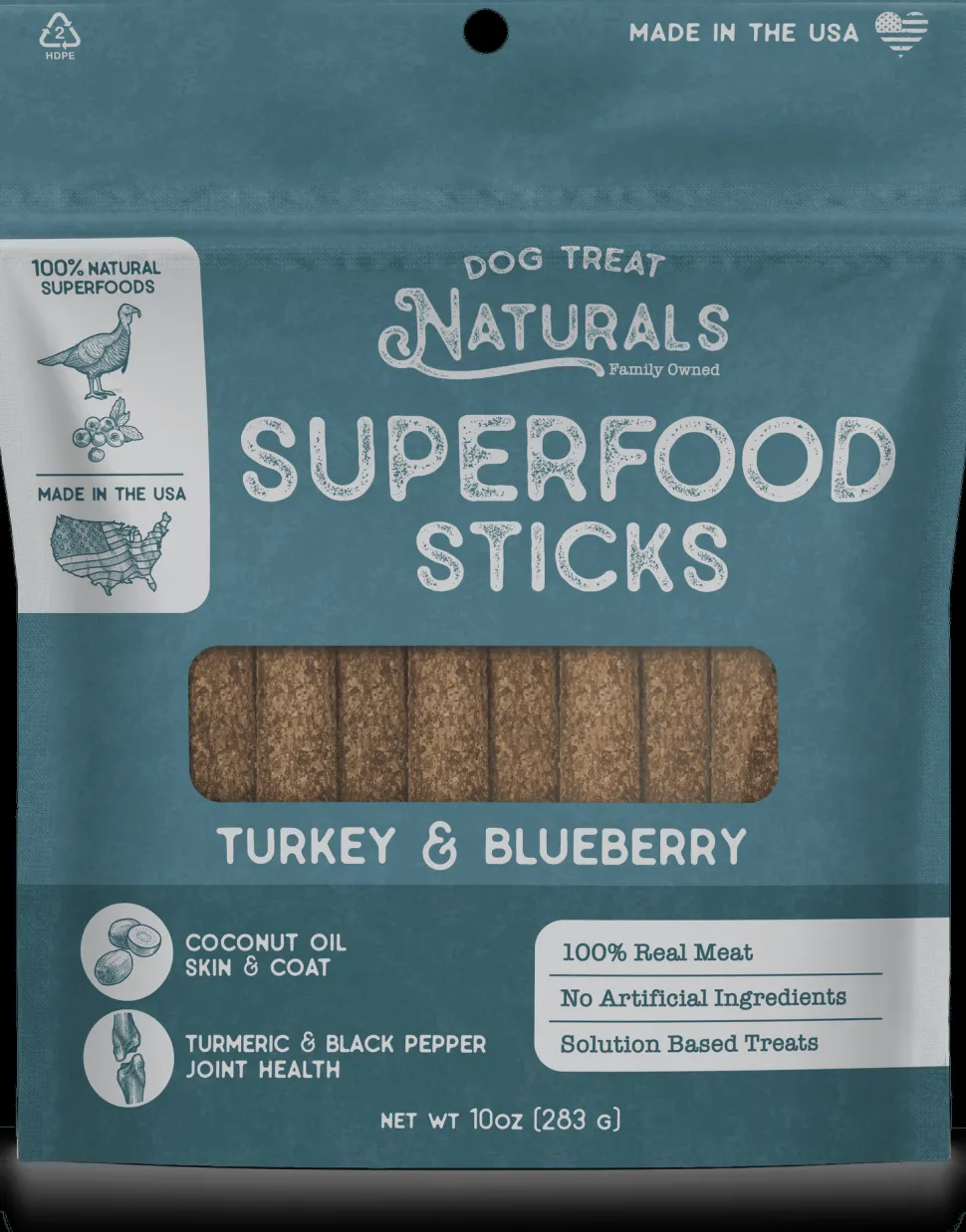 Dog Treat Naturals Superfood Sticks Chicken and Cranberry with Turmeric Soft and Chewy Training Dog Treats - 10 Oz