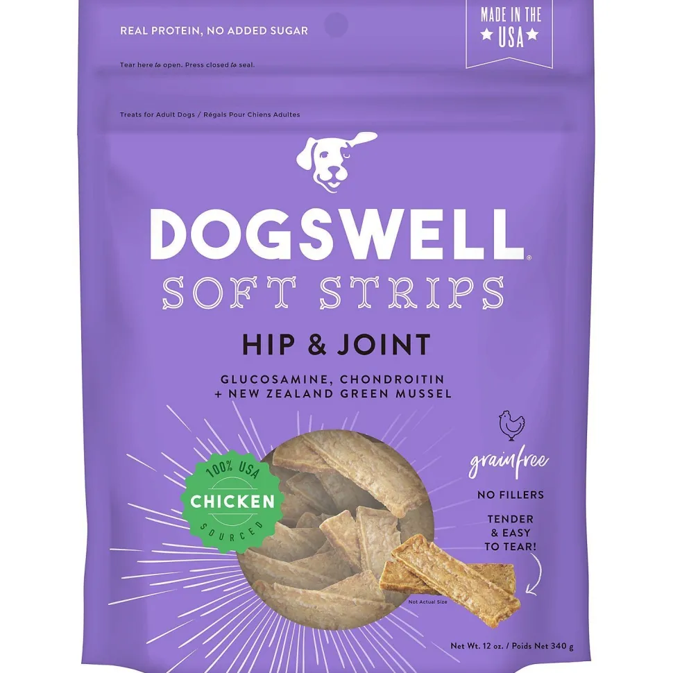 DOGSWELL Hip and Joint Grain Free Soft Strips Chicken Soft and Chewy Dog Treats - 12 oz Bag