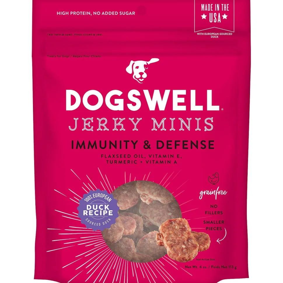 DOGSWELL Immunity and Defense Grain Free Mini Jerky Duck Soft and Chewy Dog Treats - 4 oz Bag