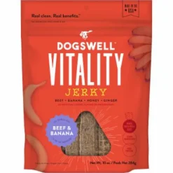 DOGSWELL Vitality Beef & Banana Jerky Soft and Chewy Dog Treats - 10 oz Bag