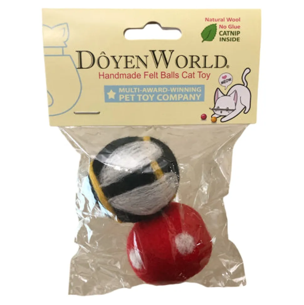DoyenWorld Felt Ball Bee Catnip Cat Toy - 2 Pack
