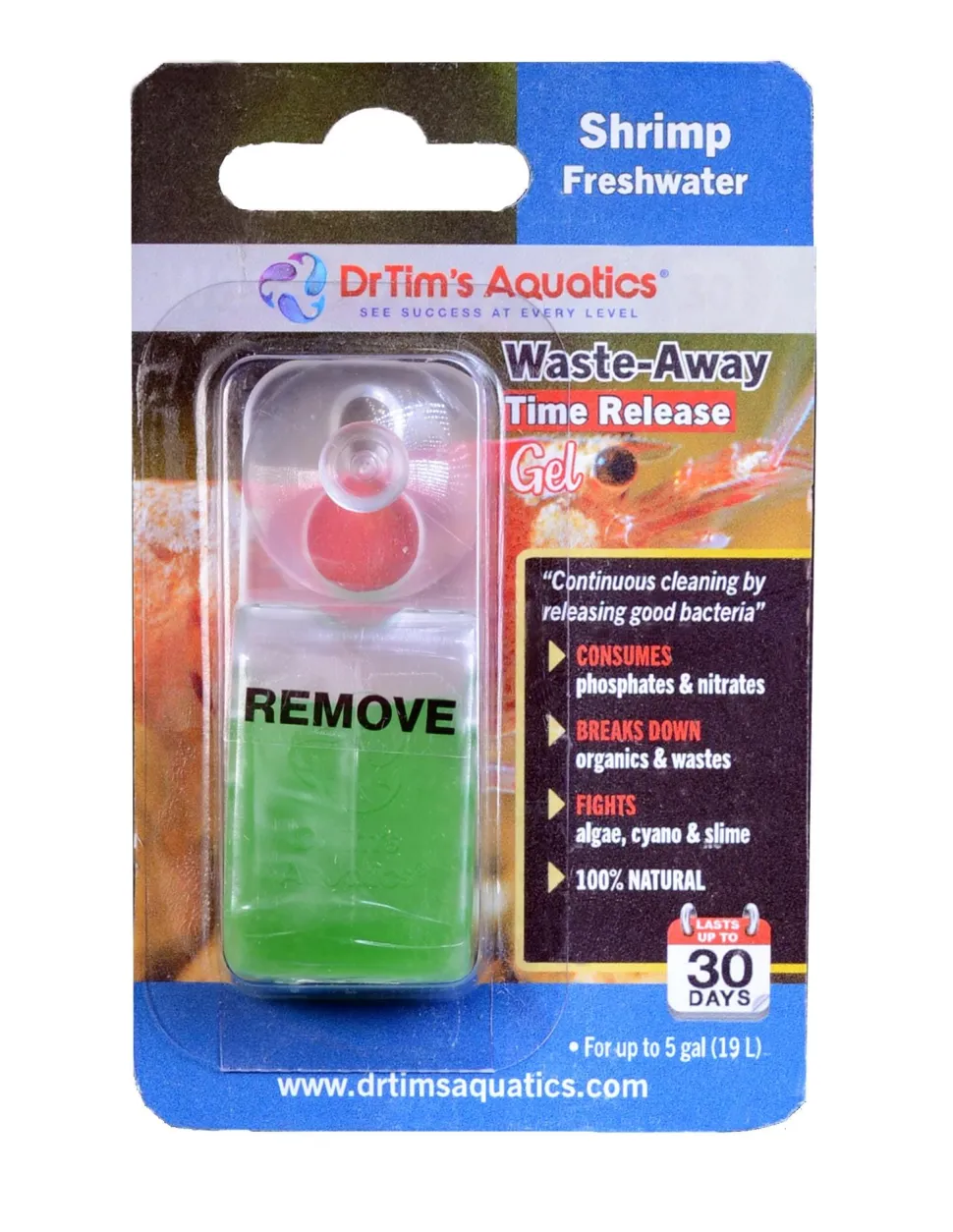 Dr Tim's Aquatics Waste-Away Time Release Gel for Freshwater Shrimp - (10GAL)