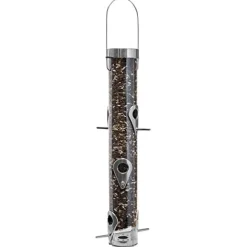 Droll Yankees Classic A-Series Sunflower Tube Type Wild Bird Feeder - Silver - 1 Lb Cap