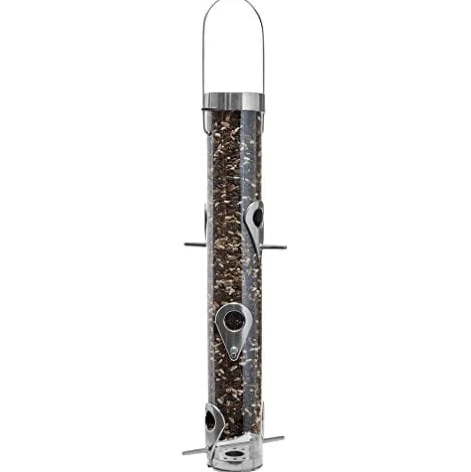 Droll Yankees Classic A-Series Sunflower Tube Type Wild Bird Feeder - Silver - 1 Lb Cap