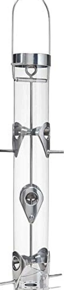 Droll Yankees Classic Sunflower Tube Type Wild Bird Feeder with Ring Pull - Silver - 1 Lb Cap