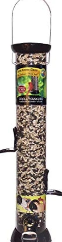 Droll Yankees Onyx Clever Clean Sunflower and Mixed Seed Tube Type Wild Bird Feeder - Black - 2 Lbs Cap