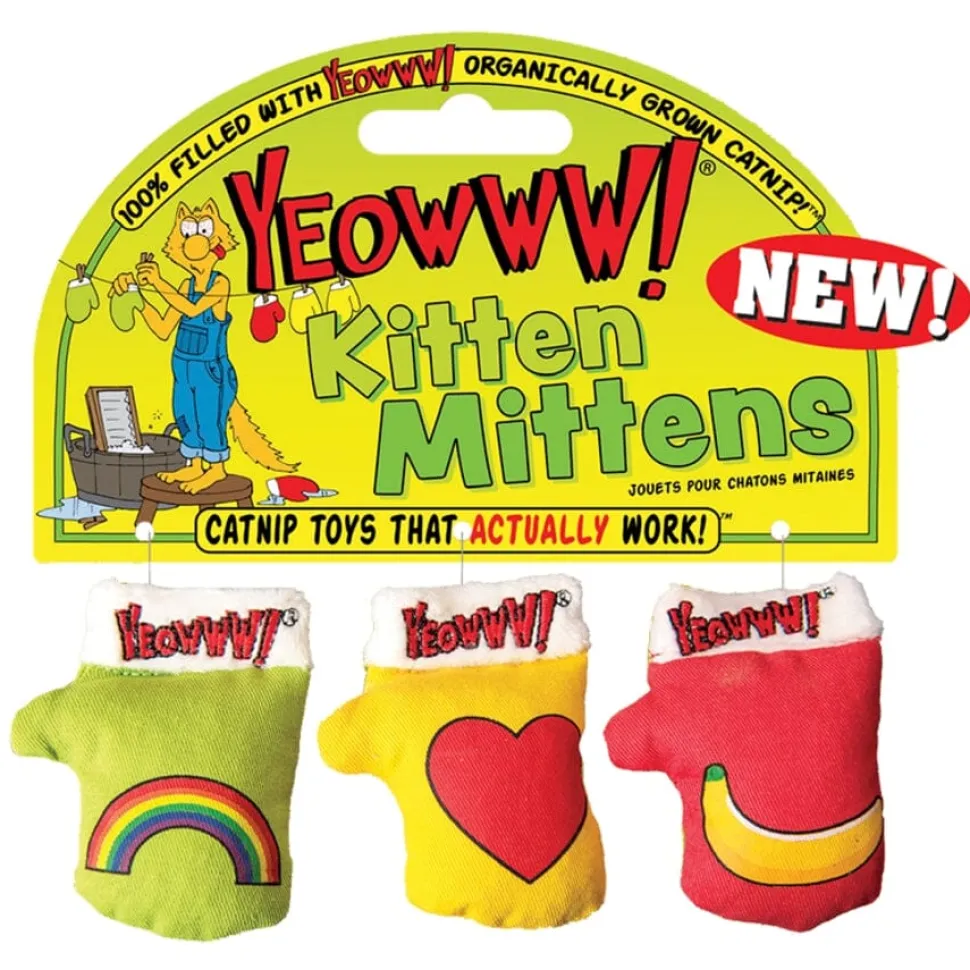Ducky World Yeowww! Kitten Mitten Plush Catnip Cat Toy - 3 Pack