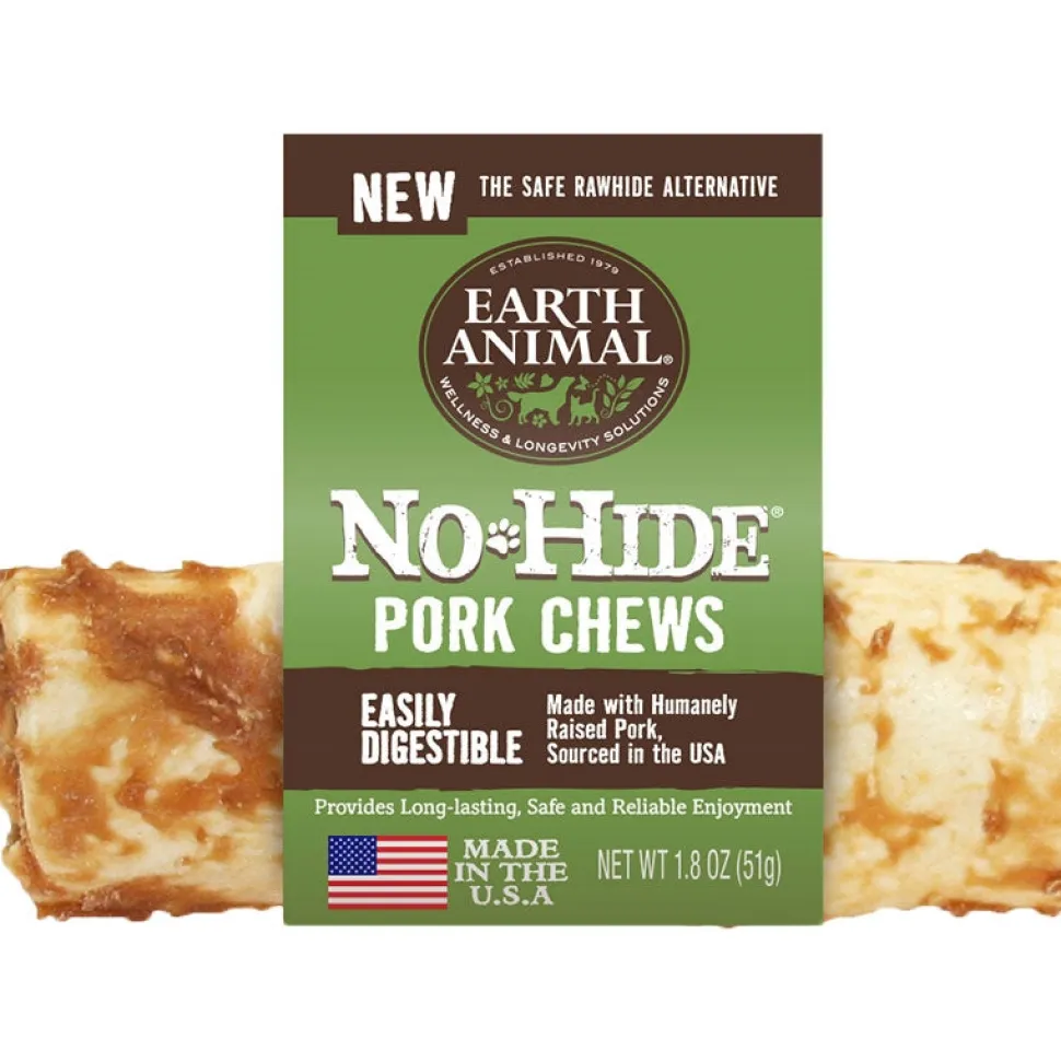 Earth Animal Dog Chews NO HIDE Pork - 4 Inches - 24 Count
