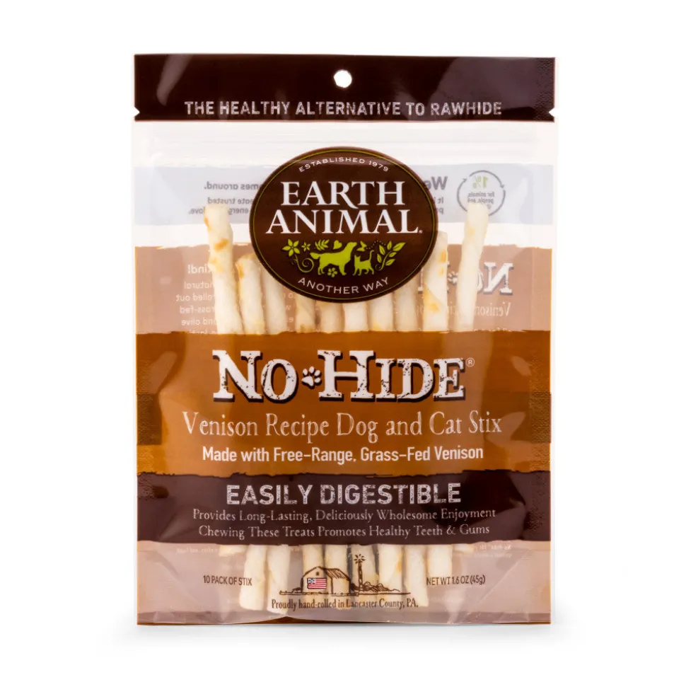 Earth Animal Dog Chews NO HIDE STIX Venison - 10 Count