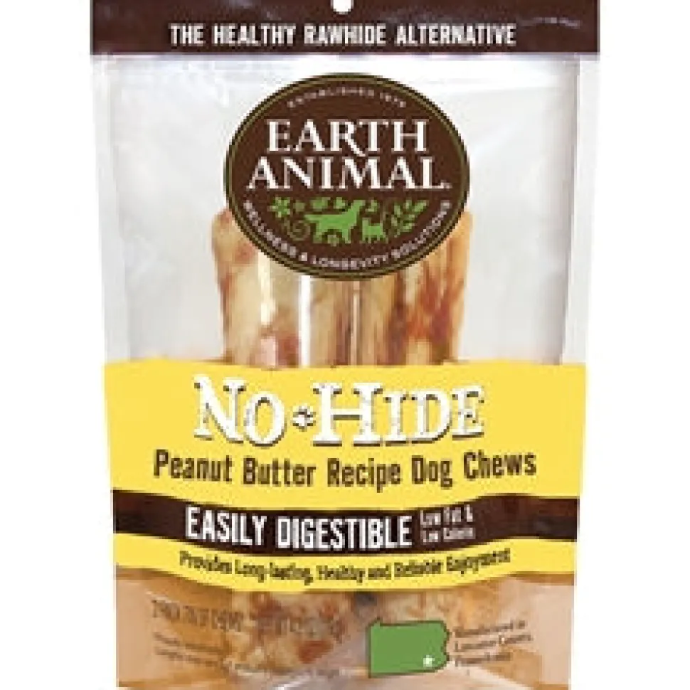 Earth Animal Dog Chews NO HIDE Peanut Butter - 7 Inches - 2 Pack