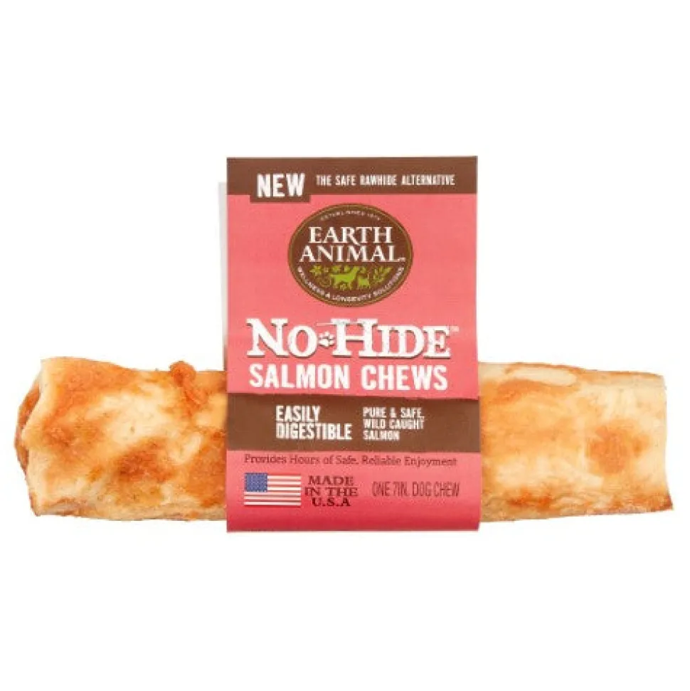 Earth Animal Dog Chews NO HIDE Salmon - 7 Inches - 24 Count