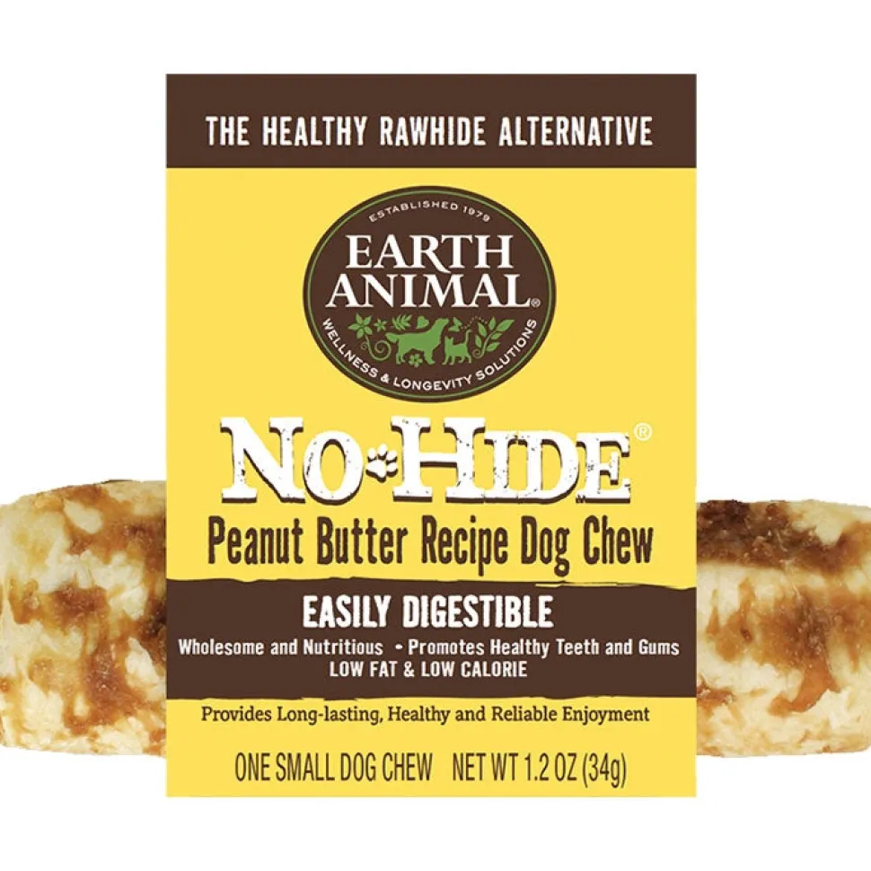 Earth Animal Dog Chews NO HIDE Peanut Butter - 4 Inches - 24 Count