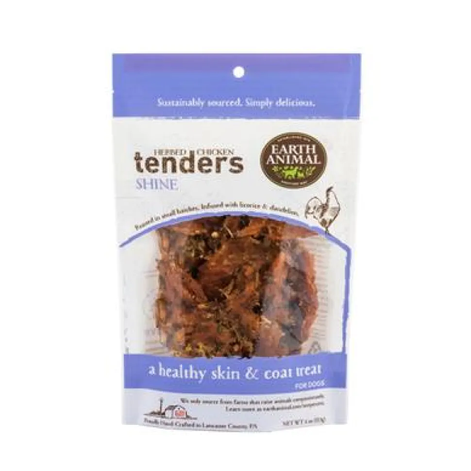 Earth Animal Dog Jerky Treats Tenders Shine Chicken - 4 Oz