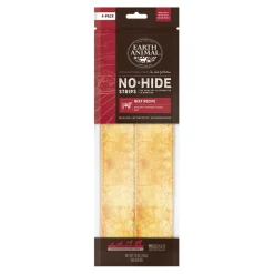 Earth Animal No Hide Strips Beef Flavored Natural Dog Chews - 4 Pack