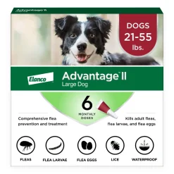 Elanco Advantage II Large Dog 6-Month Dose Flea and Tick Spot-on Treatment - 21-55 Lbs - Red - 6 Pack