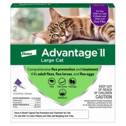 Elanco Advantage II Large Cat 2-Month Dose Flea and Tick Spot-on Treatment - 9+ Lbs - Purple - 2 Pack
