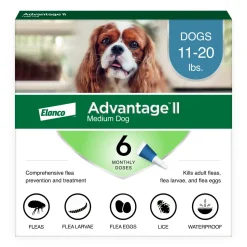 Elanco Advantage II Medium Dog 6-Month Dose Flea and Tick Spot-on Treatment - 11-20 Lbs - Teal - 6 Pack