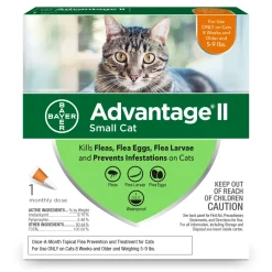 Elanco Advantage II Small Cat 1-Month Dose Flea and Tick Spot-on Treatment - 5-9 Lbs - Orange