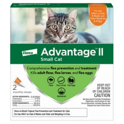 Elanco Advantage II Small Cat 2-Month Dose Flea and Tick Spot-on Treatment - 5-9 Lbs - Orange - 2 Pack
