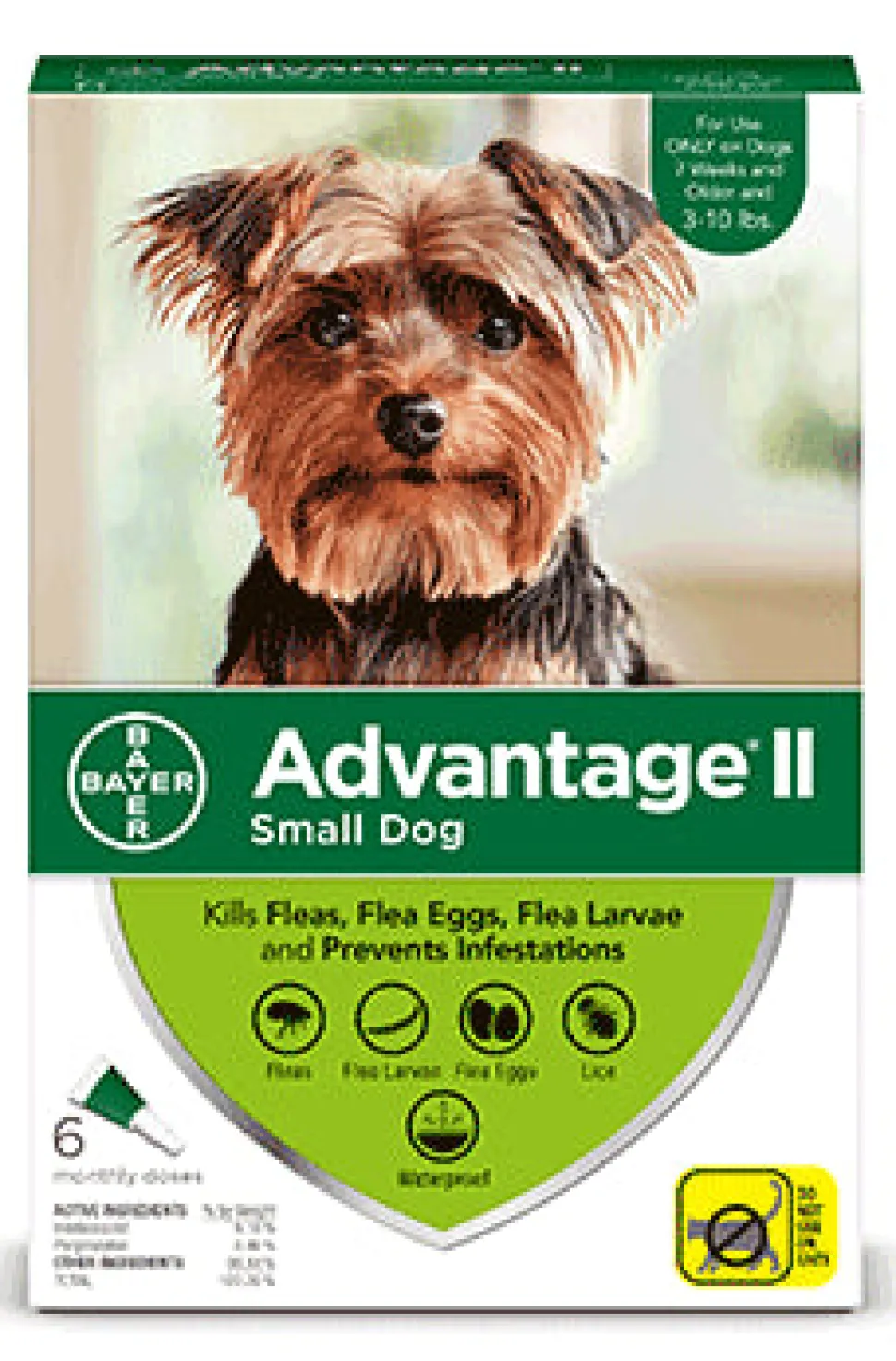 Elanco Advantage II Small Dog 6-Month Dose Spot-on Flea and Tick Treatment - 3-10 Lbs - Green
