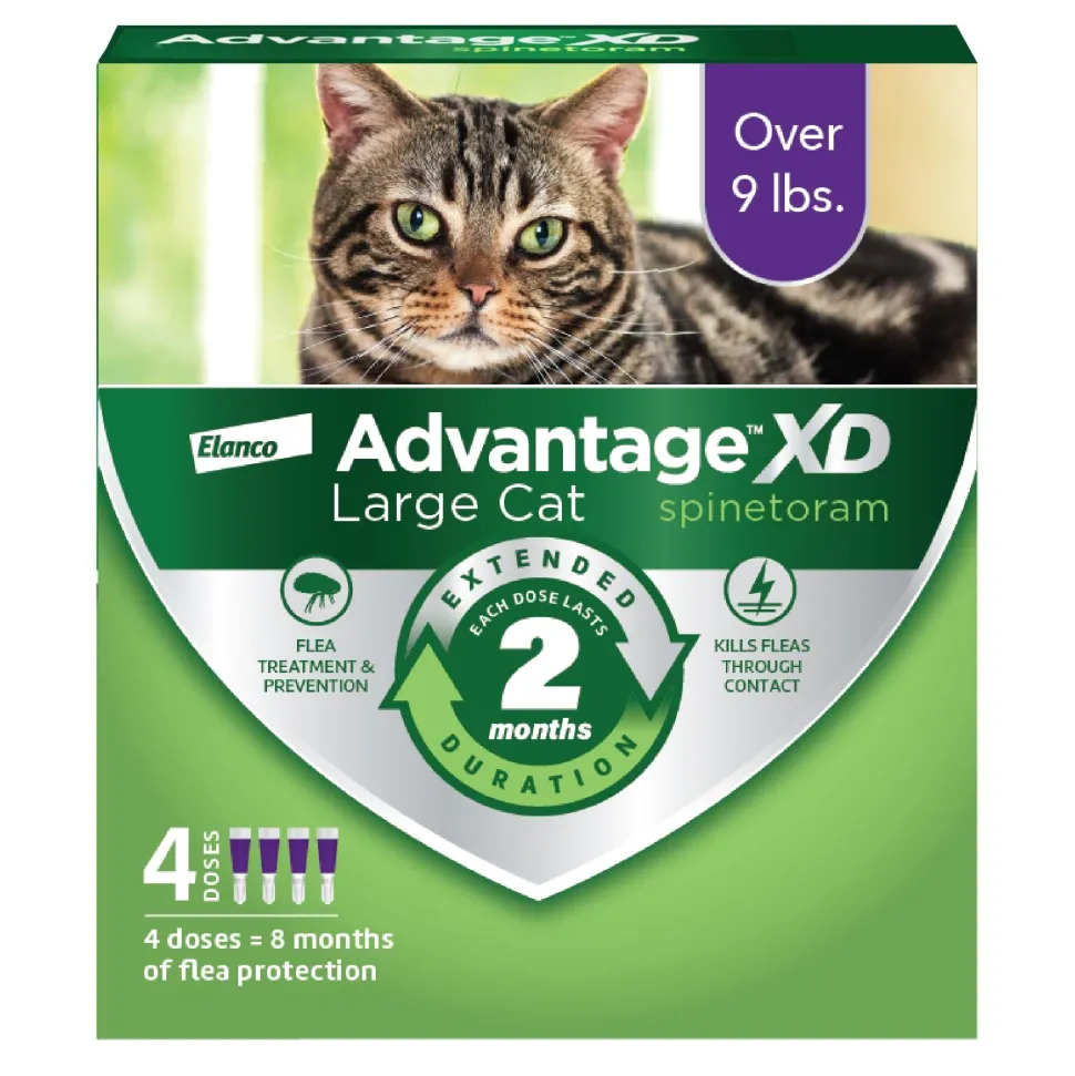 Elanco Advantage XD Extended Large Cat 8-Month 4-Dose Flea and Tick Spot-on Treatment - 9+ Lbs - 4 Pack