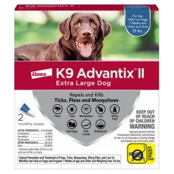 Elanco K9 Advantix II Extra Large Dog 2-Month Dose Flea and Tick Spot-on Treatment - 55+ Lbs - Blue - 2 Pack