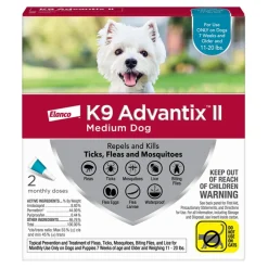 Elanco K9 Advantix II Medium Dog 2-Month Dose Flea and Tick Spot-on Treatment - 11-20 Lbs - Teal - 2 Pack