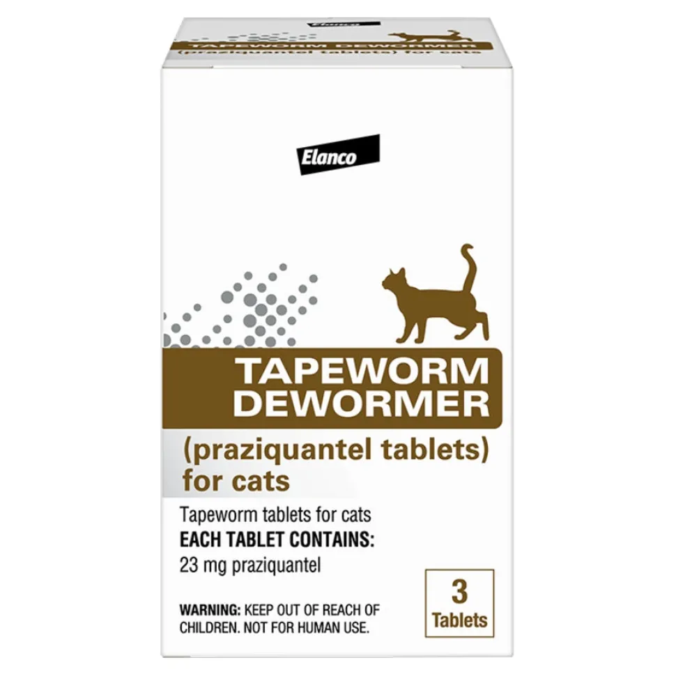 Elanco Tapeworm De-Wormer (Praziquantel) Tablets for Cats and Kittens - 6+ Weeks - 3 Count